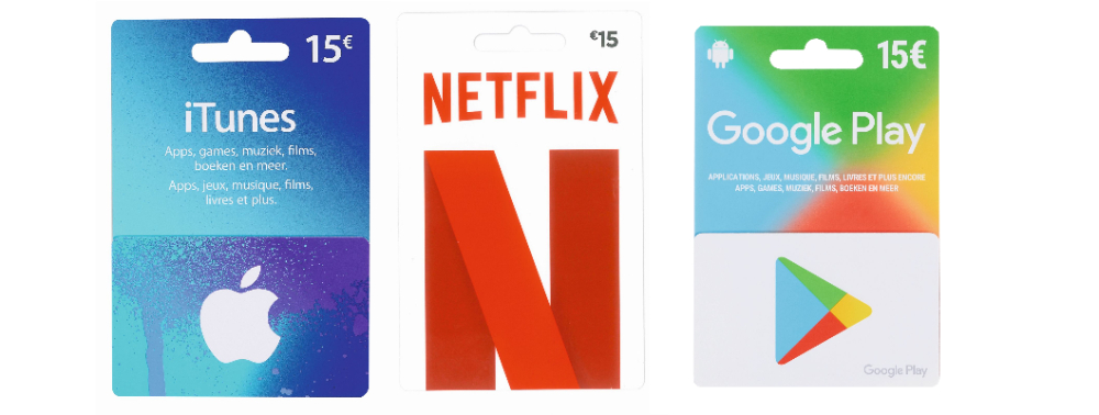 Giftcard voucher Netflix ITunes Google Play