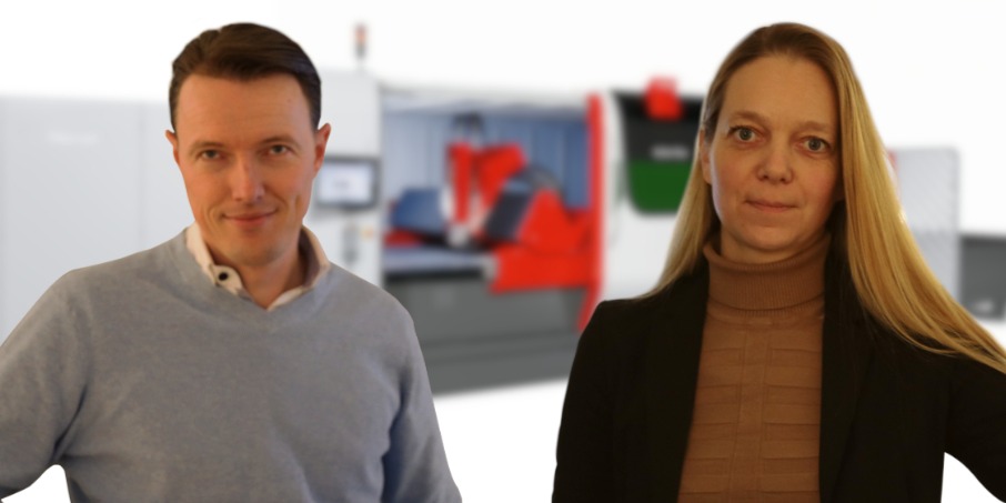 Directeurs Hans Dassen en Karin Ramak voor de standalone ByStar Fiber lasersnijmachine met laserbron van 6&nbsp;kW