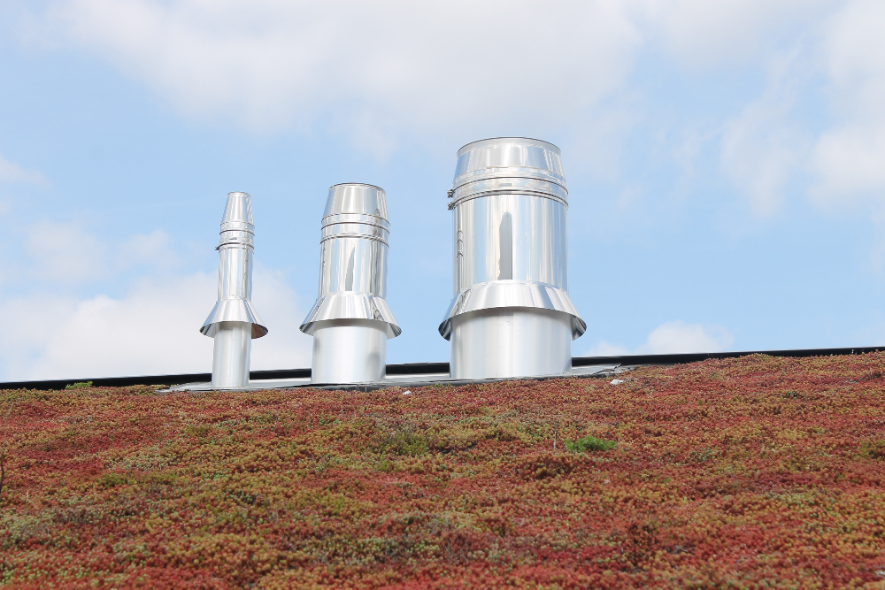 Drie dubbelwandige inox binnenkanalen